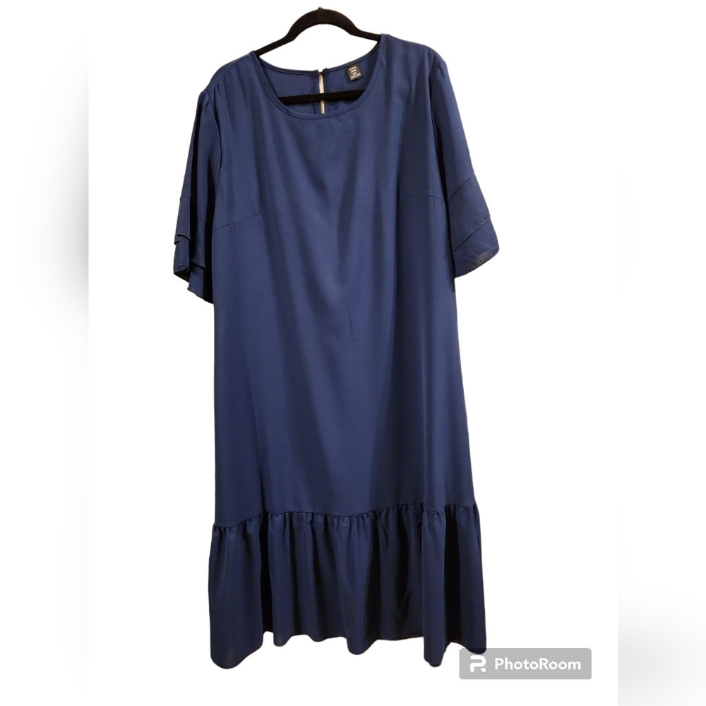 SHEIN LUNE Plus Flounce Sleeve Ruffle Hem Smock Dress Size 1X